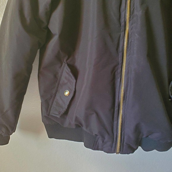 Han Ton Mens L Bomber Jacket Black Full Zip Insulated Quilted Flap Pockets - Picture 5 of 16